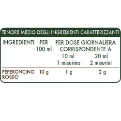 PEPERONCINO ROSSO ESTRATTO INTEGRALE 200 ml Liquido analcoolico - Dr. Giorgini